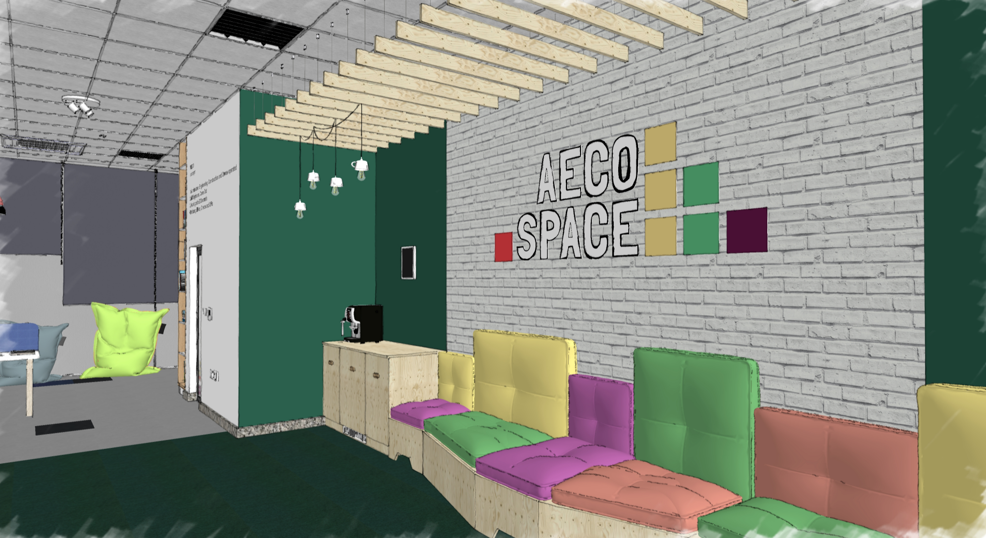  SketchUp рендър от проект на 3DEA за офис интериор на  AECO Space