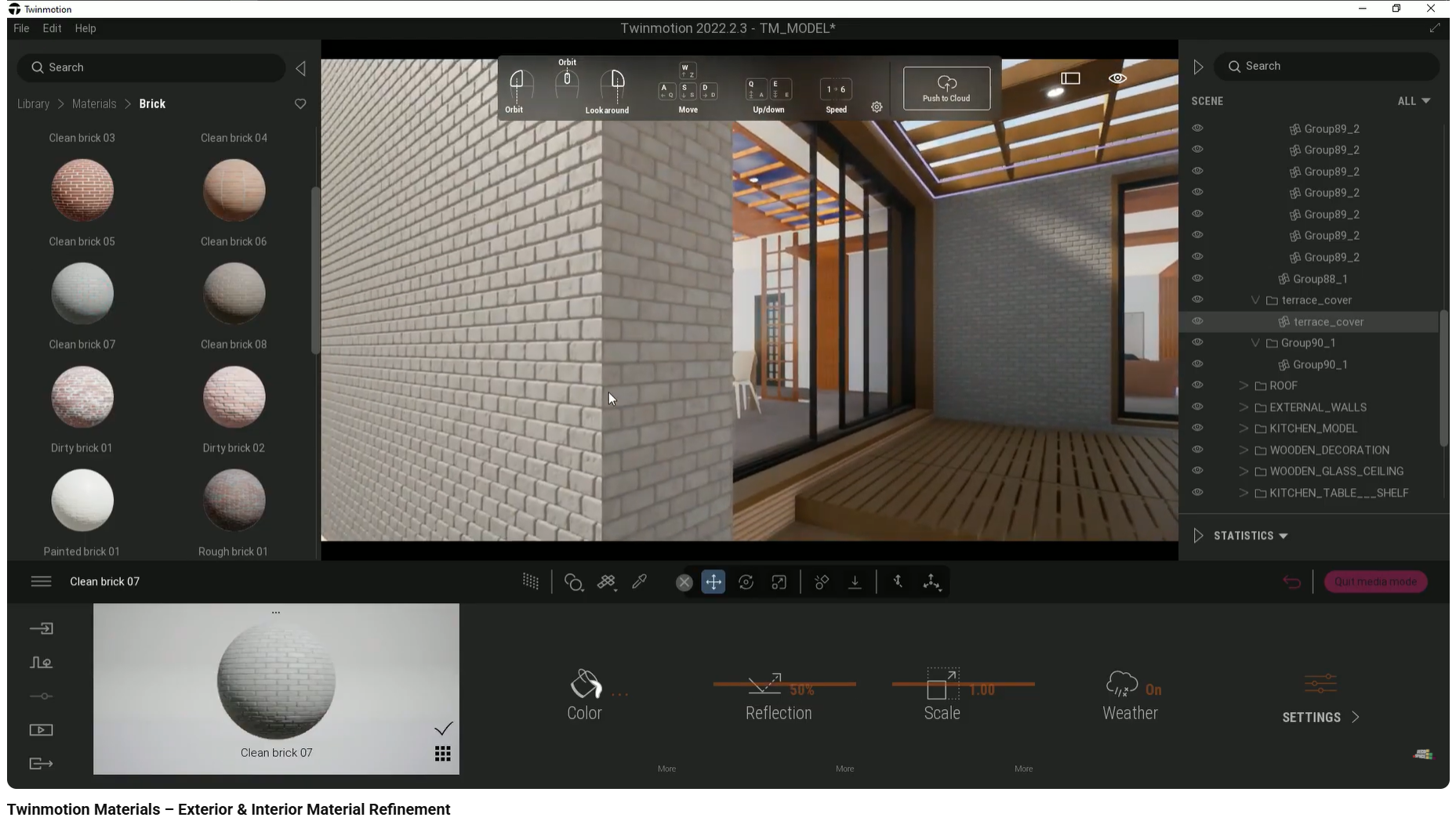 Brick or stone material with parallax enabled, showing depth and self-shadowing.