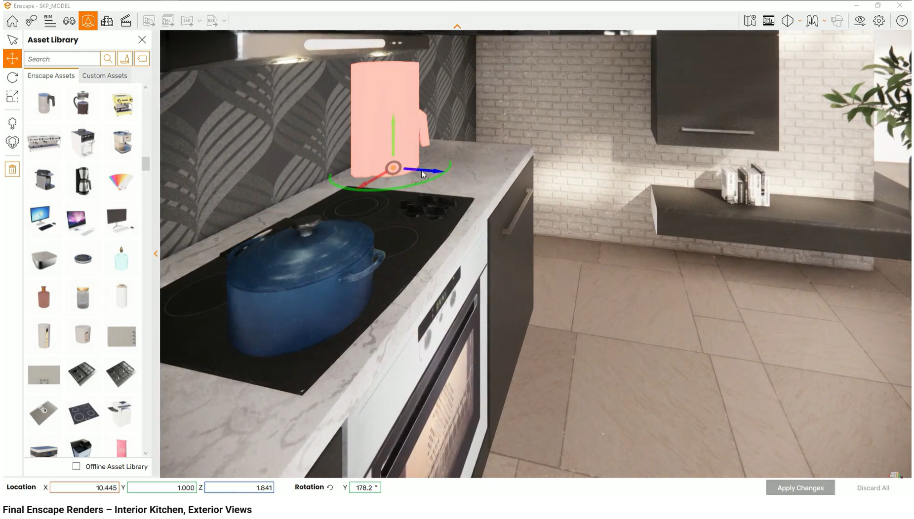 Kitchen counter styled with everyday accessories to establish scale and human presence.