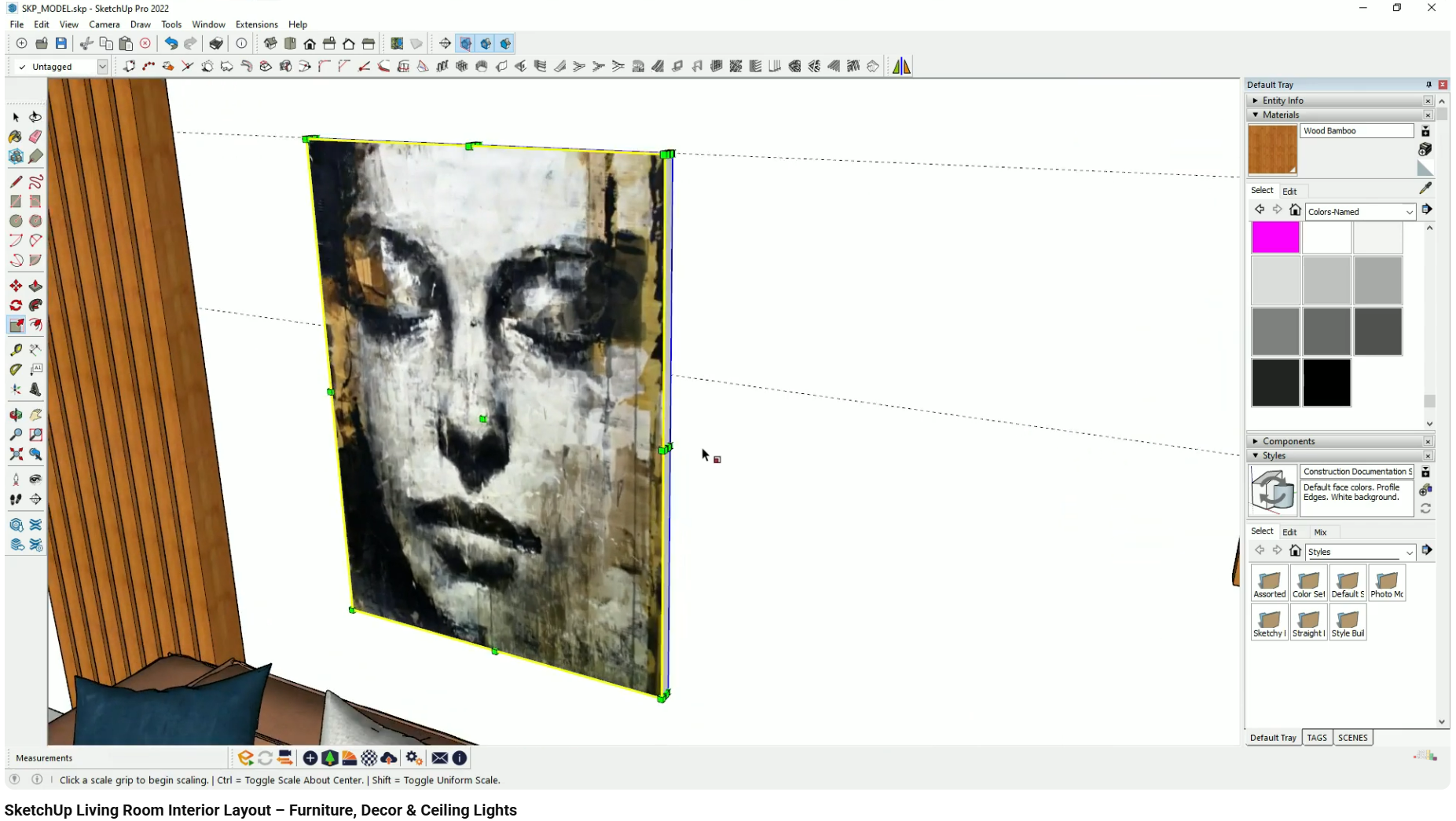 Slightly rotated and offset decor elements creating organic, non-uniform composition.