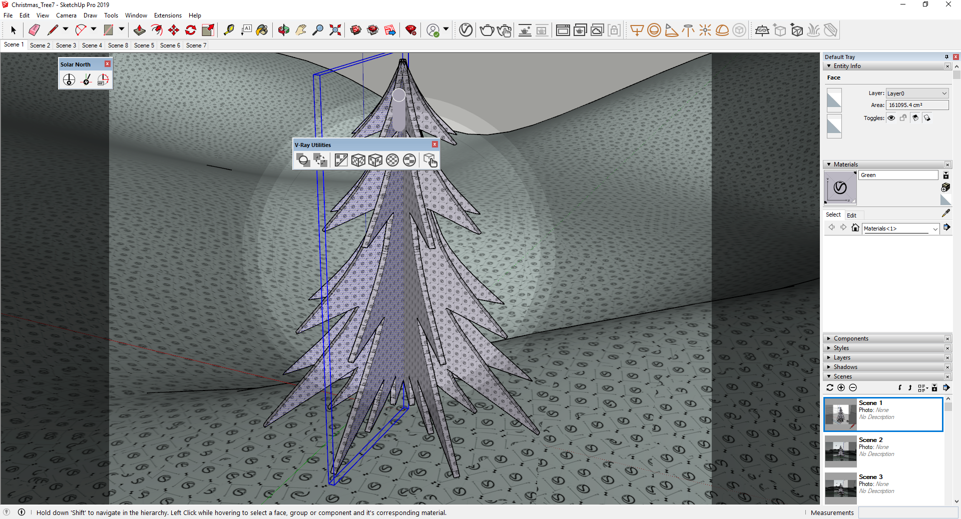 SketchUp file of Christmas tree with active V-Ray Utilities.