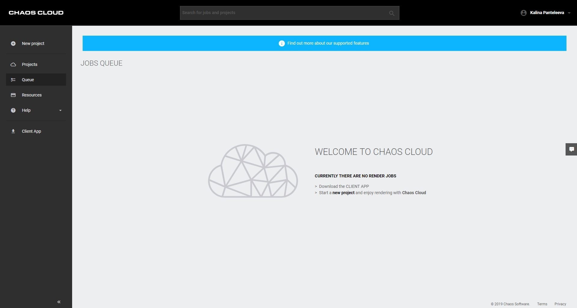 Screenshot of opened Chaos Cloud.