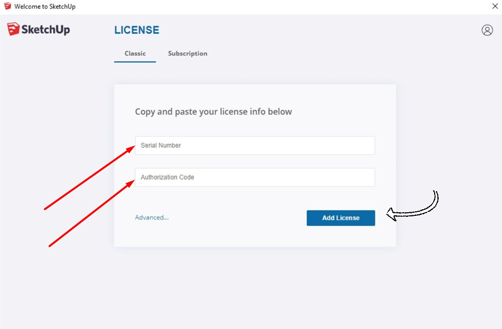 Check your mailbox and use Serial Number and Authorization Code to add your license.