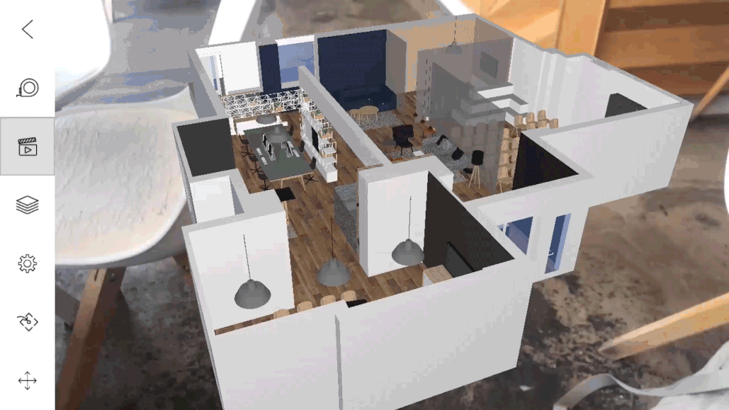 Rotating 3D apartment model presented with SketchUp Viewer.