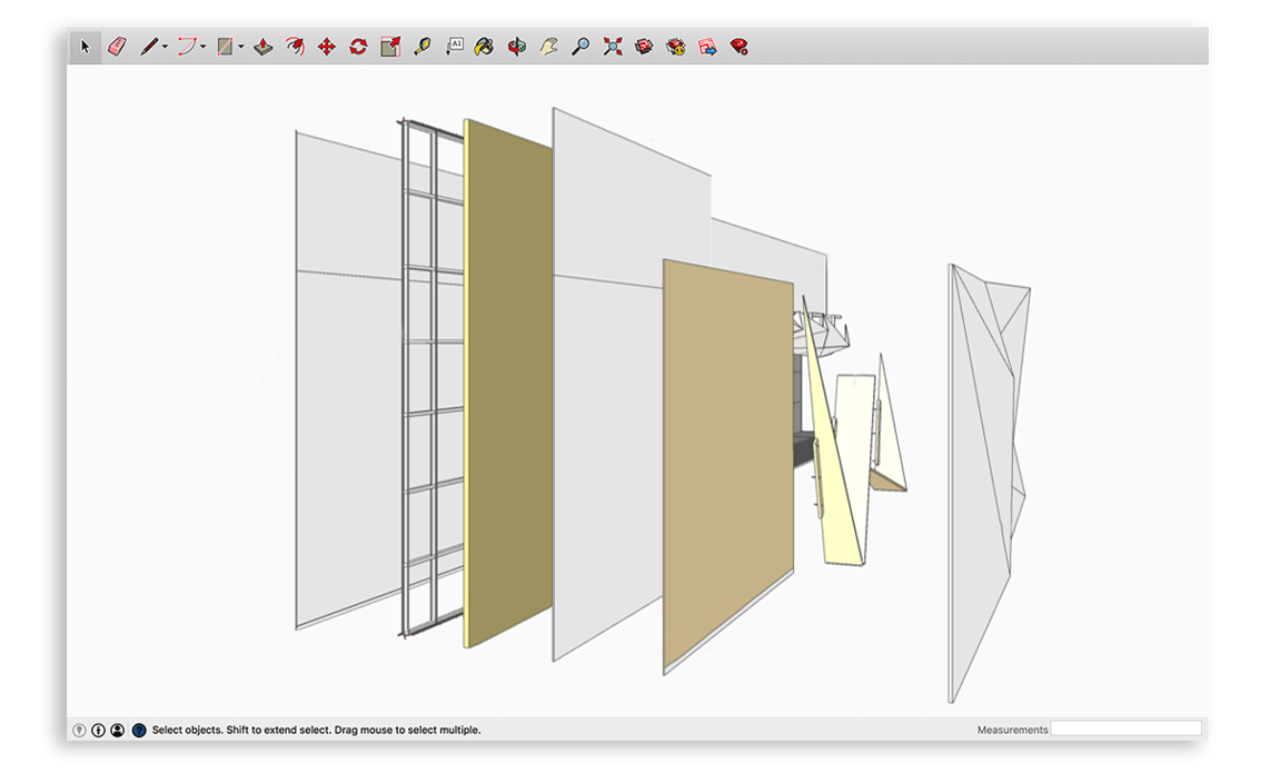 SketchUp drawing of different planes.
