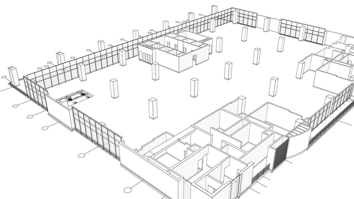 Еngineering drawing of a building made in SketchUp.