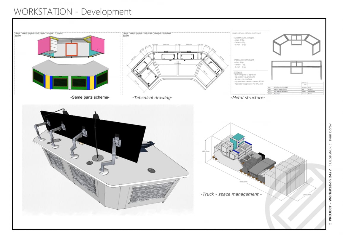 Working SketchUp drawings in LayOut for a bespoke maritime workstation.