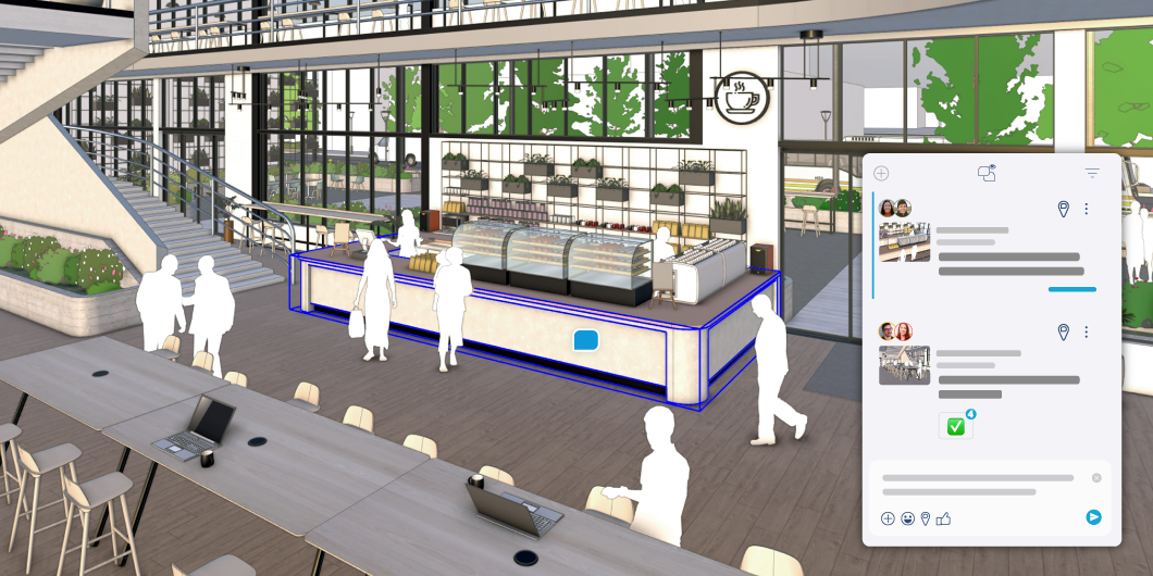 Screenshot showing in-app commenting attached to 3D geometry