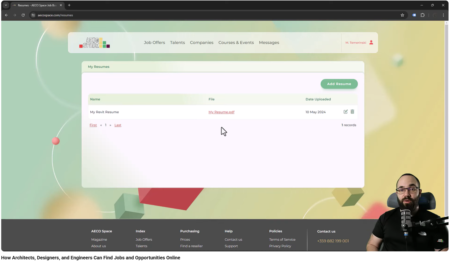 Importing a PDF portfolio in a talent profile
