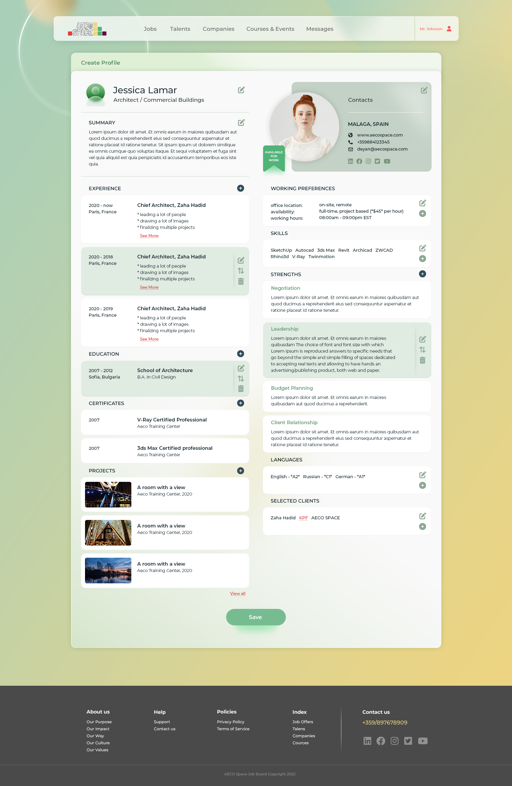 Profile fields and skills that affect online discoverability for designers
